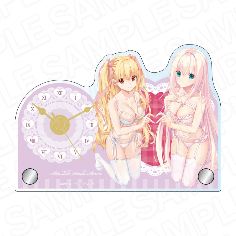 緋弾のアリア　ミニアクリルクロック　理子&リサ　ボンテージランジェリー ver.