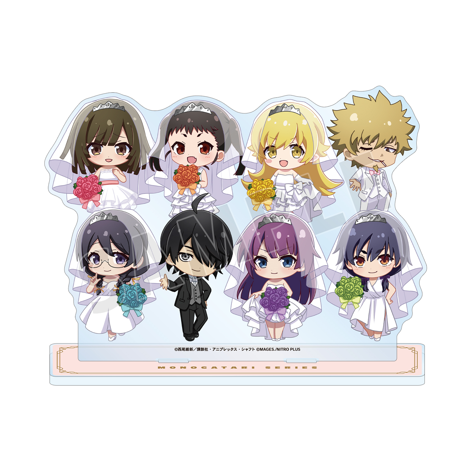 物語シリーズ×STEINS;GATE 集合 ちびキャラ ウェディングドレス&タキシードver. BIGアクリルスタンド ver.A