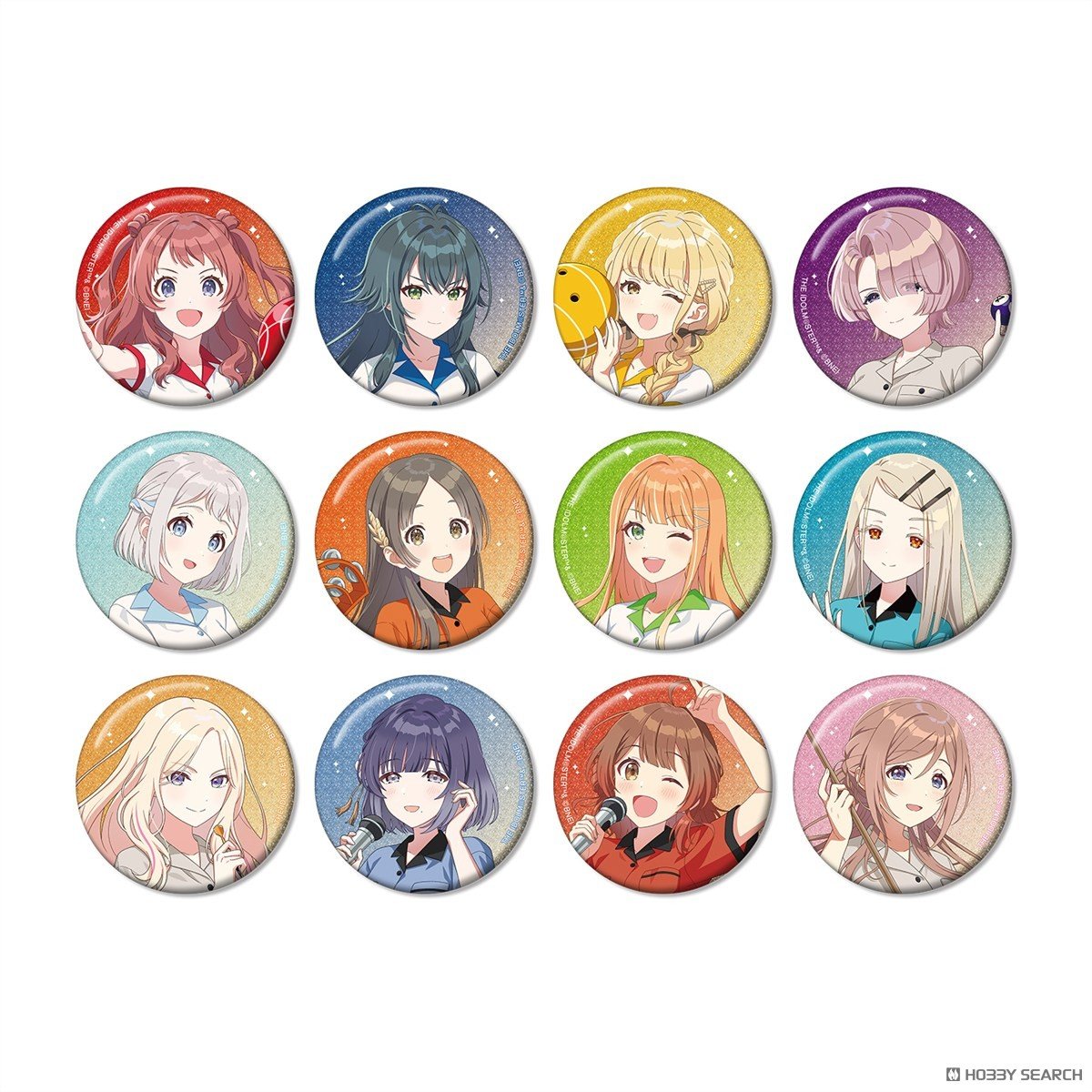 学園アイドルマスター 描き下ろし ボウリングシャツver. トレーディンググリッター缶バッジ