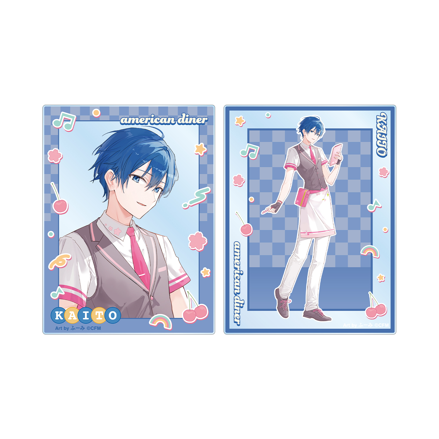 桜ミク 描き下ろし KAITO アメリカンダイナーver. Art by ふーみ アクリルカード2枚セット