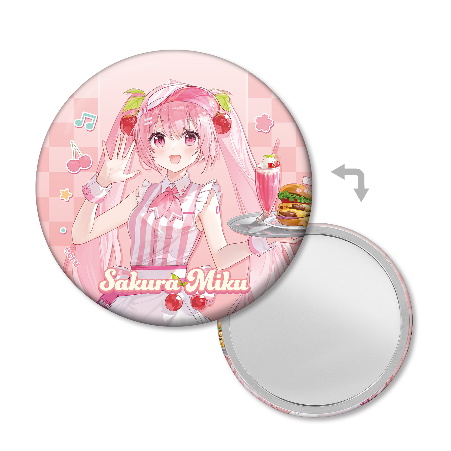 桜ミク 描き下ろし 桜ミク アメリカンダイナーver. Art by ふーみ 缶ミラー