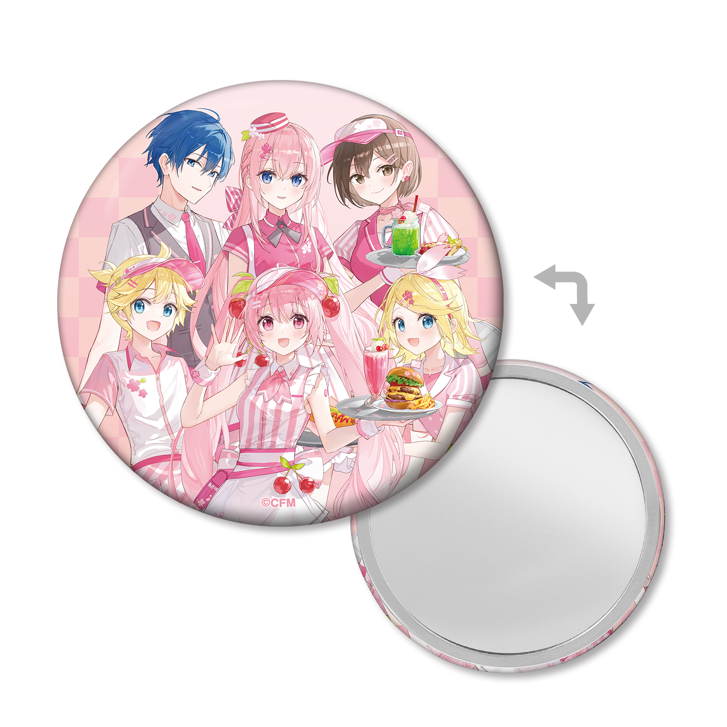 桜ミク 描き下ろし 集合 アメリカンダイナーver. Art by ふーみ 缶ミラー