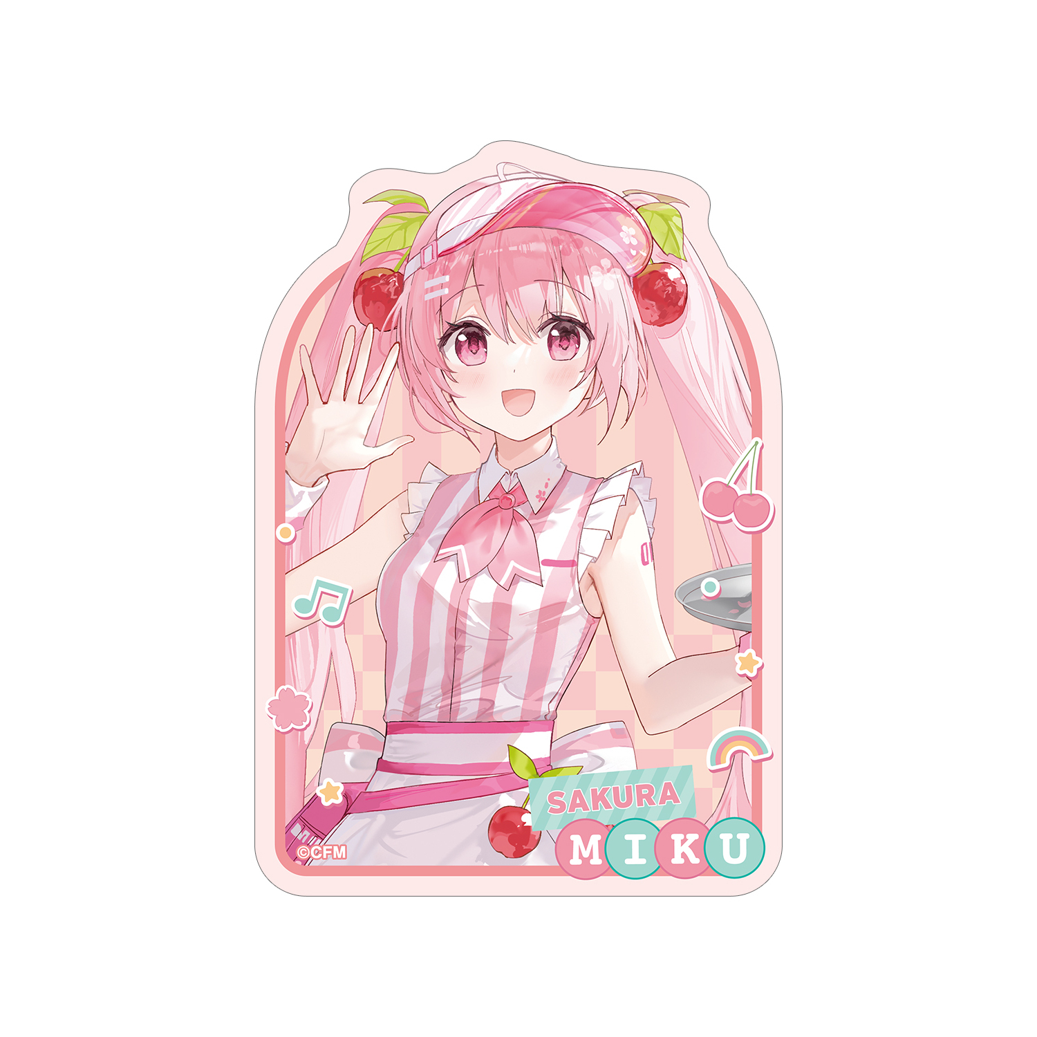 桜ミク 描き下ろし 桜ミク アメリカンダイナーver. Art by ふーみ ダイカットステッカー