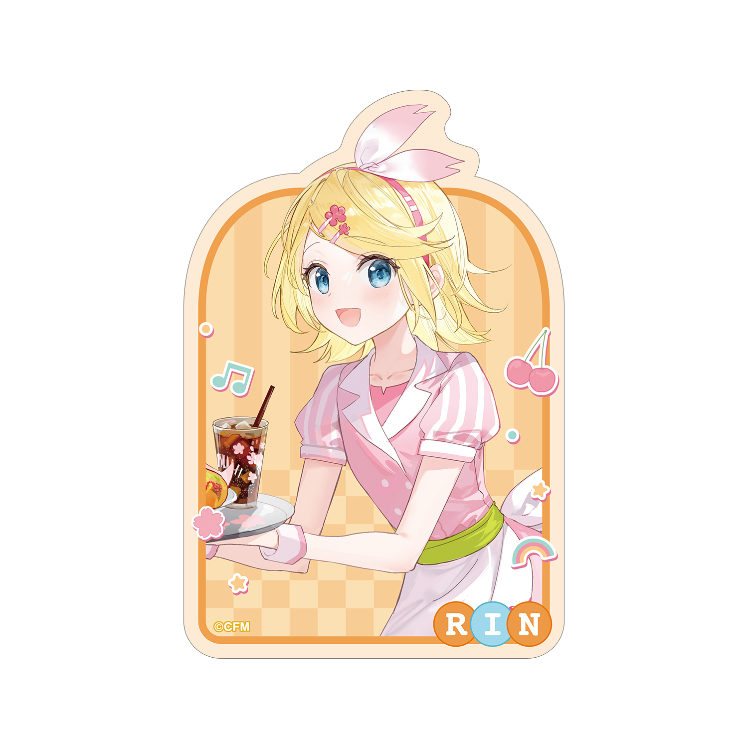 桜ミク 描き下ろし 鏡音リン アメリカンダイナーver. Art by ふーみ ダイカットステッカー