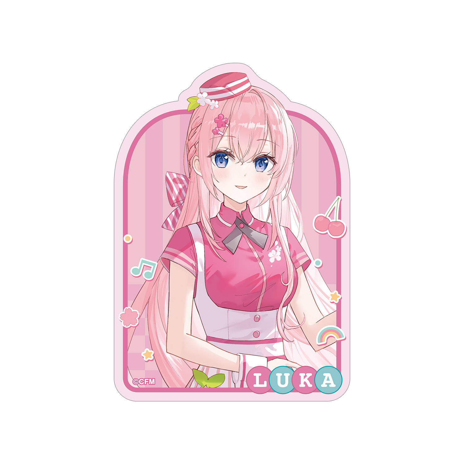 桜ミク 描き下ろし 巡音ルカ アメリカンダイナーver. Art by ふーみ ダイカットステッカー