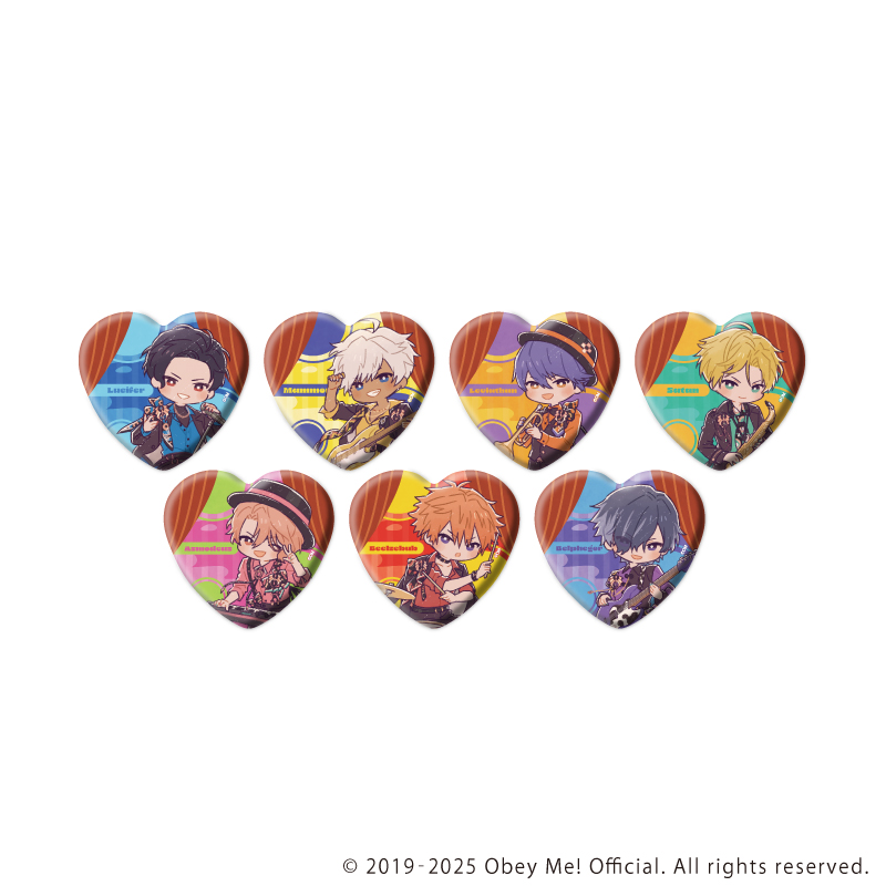 ハート型缶バッジ「Obey Me! Nightbringer」03/バンドver. ブラインド(全7種)(レトロアートイラスト)