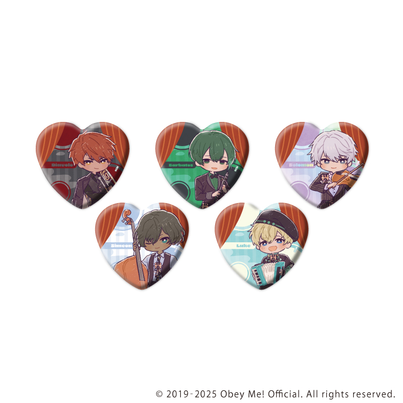 ハート型缶バッジ「Obey Me! Nightbringer」04/バンドver. ブラインド(全5種)(レトロアートイラスト)